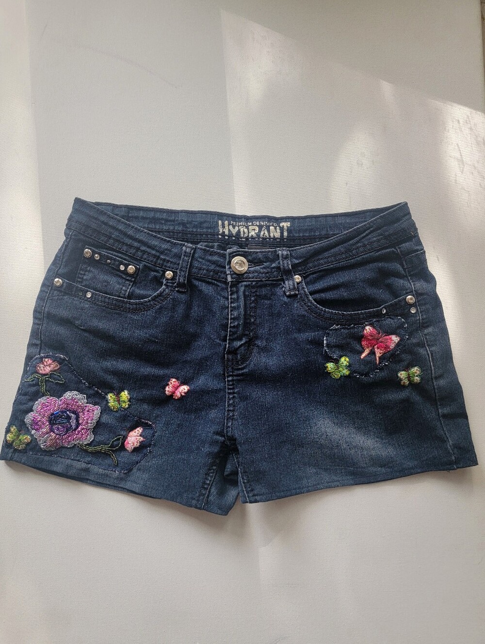 OOAK Hand Beaded and Embroidered Fairycore Shorts Y2k Style
